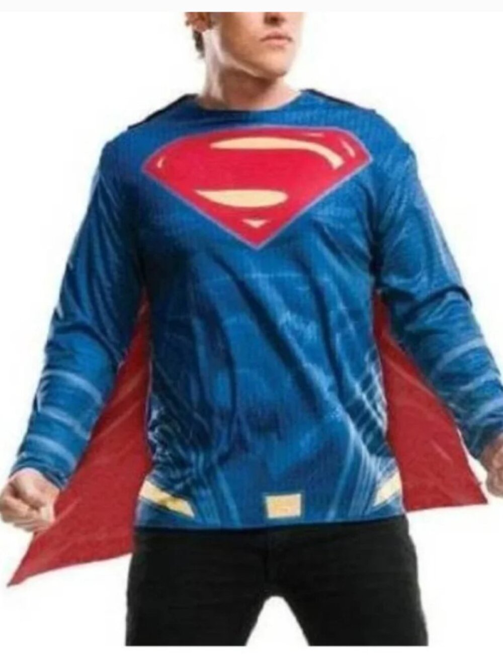 Superman Halloween Costume Large Dawn of Justice 2 Pc Blue Shirt & Cape Mens